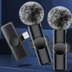 Wireless Microphone, USB Rechargeable Lavalier Microphone, Professional Microphone for Video Recording, Compatible with iPhone, iPad, Android, Audio