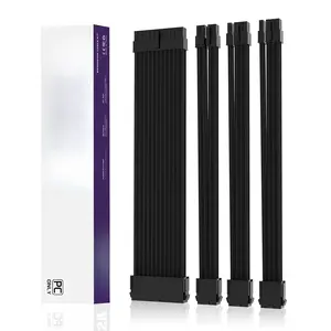 18AWG PSU  Extension Sleeved Custom Mod GPU PC Audio Video Power  Soft Braided Cables with Two Color Comb Kit 24P/8P to 6+2P/ 8P to 4+4P 30CM