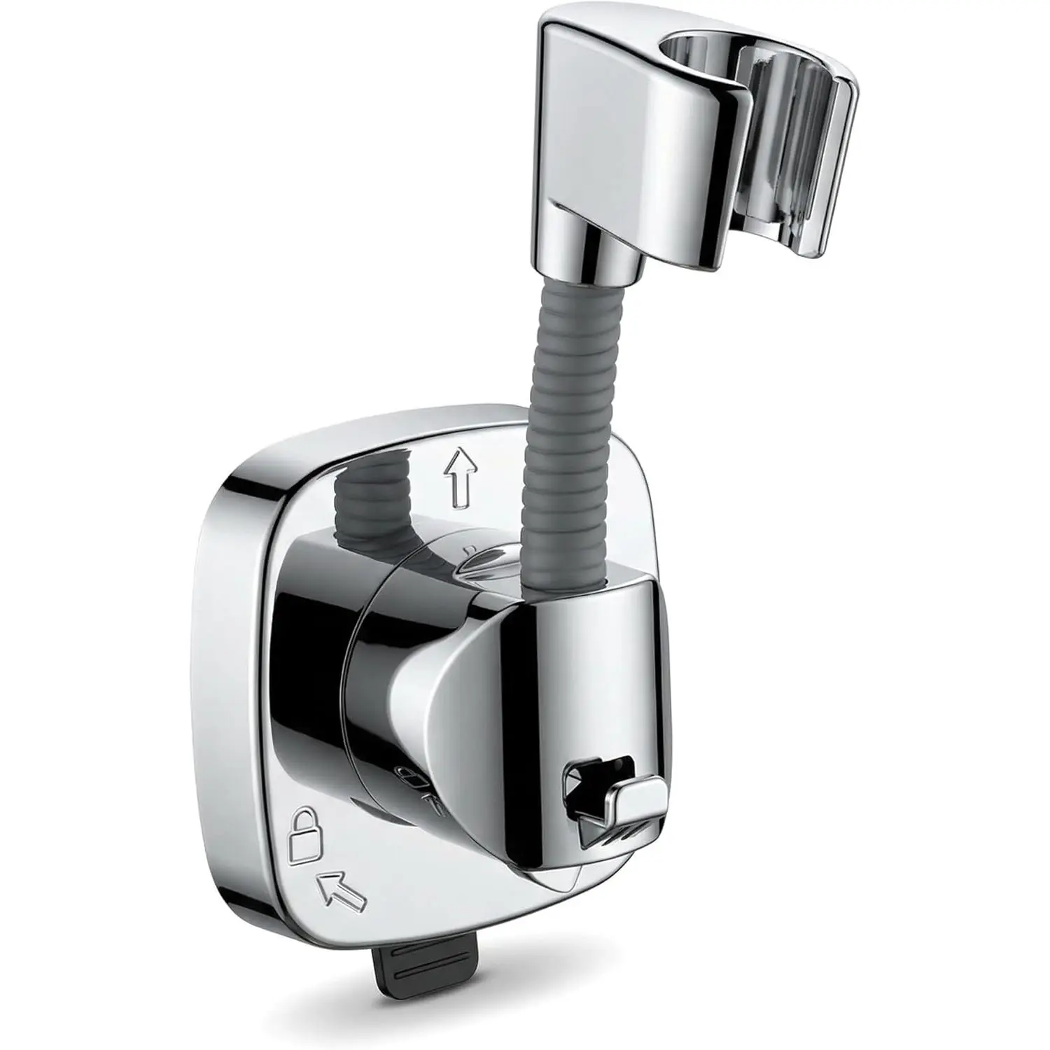 Plastic Compact Suction Cup Shower Head Mount Bracket, Adjustable No-Drill Holder for Adjustable Showerheads & Handheld Showers, Quick Install on Bathroom Smooth Tile, Glass & Metal