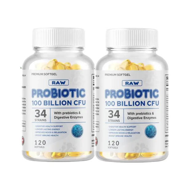 Raw Probiotics 100 Billion CFU Potency Digestive Immune Health (2 pack)