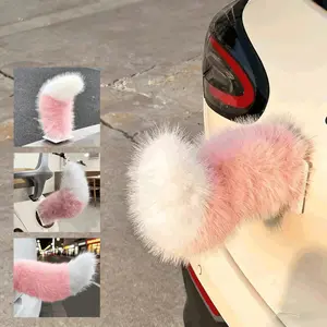 New Car Decorative Tail, Faux Fox Fur, Anime Style Tail Ornament, Multiple Colors Available, Girly Car Accessories, Suitable for Cars, Bicycles, Electric Scooters, Multi-purpose Mini Tail Car Ornament with Buckle