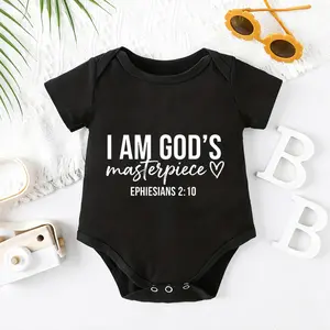 2026 Cute Newborn Baby Bodysuit with i am gods masterpiece 2 10 Print, 100% Cotton Short Sleeve Romper All Seasons, Funny Casual Onesie for Baby Boys Girls, Indoor Outdoor Infant Clothes 0-2T, Perfect Baby Gift