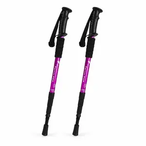 2-Pack Straight Grip Four-Section Aluminum Alloy Trekking Poles, Retractable, Spring Shock Absorption, Ultralight Straight Grip Trekking Poles, Essential for Outdoor Hiking (Suitable for 10,000+ Families, Model DM026-4569) Hiking Gear