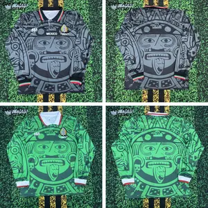 1998 World Cup Mexico National Team Black and Green Home and Away Long-Sleeved Soccer Jerseys