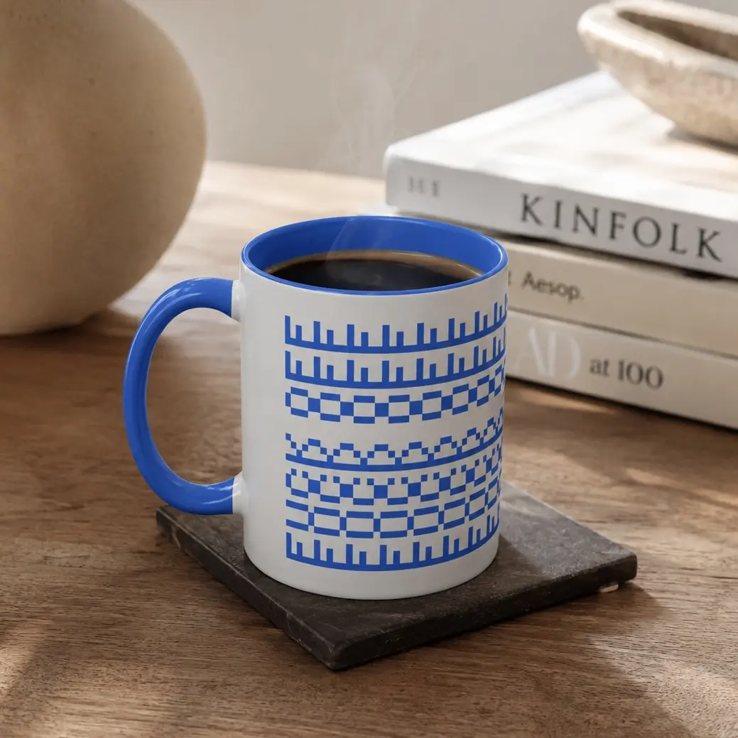 F*CK OFF Blue Coffee Mug | Hidden Message Mug | Funny Sarcastic Gift | Pixel Knit Pattern Mug | Coworker Gift | Secret Santa Mug