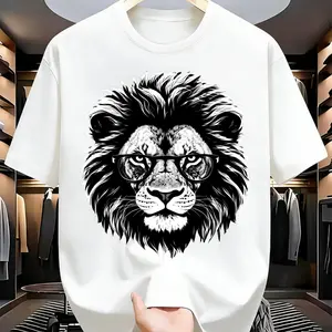 US Local Shipping | Hipster Lion with Glasses Graphic Tee | Men's T-shirt | Trendy Casual Fit | King of the urban jungle with a quirky twist! #LionTee #HipsterFashion