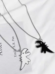 Dinosaur Pendant Couple Matching Necklace, Fashion Jewelry for Party, Daily Clothing Decor, Trendy All-match & Exquisite Jewelry for Birthday Gift, Necklace Set