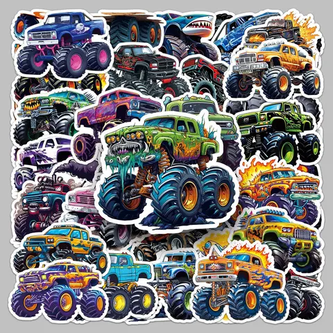 50pcs Monster Truck Series Stickers, Suitable for Faith Based Designs Such As Scrapbooks, Diaries, Laptops, Water Bottles, Cars, Etc., As Gifts with Positive Information, Truck Car Decal, Decal for Trucks, Truck Decals