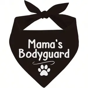 1pc 24.8"X11" Mother's Guardian Dog Bandana, Medium Dog Triangular Scarf, Black Pet Neckerchief, Perfect Gift For Dog Lovers