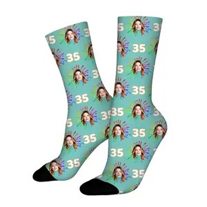 BARLEY ONE Custom Socks With Photo Picture Personalized Funny Face Socks Customized Unisex Novelty Crew Sock Gifts For Women Men, 04