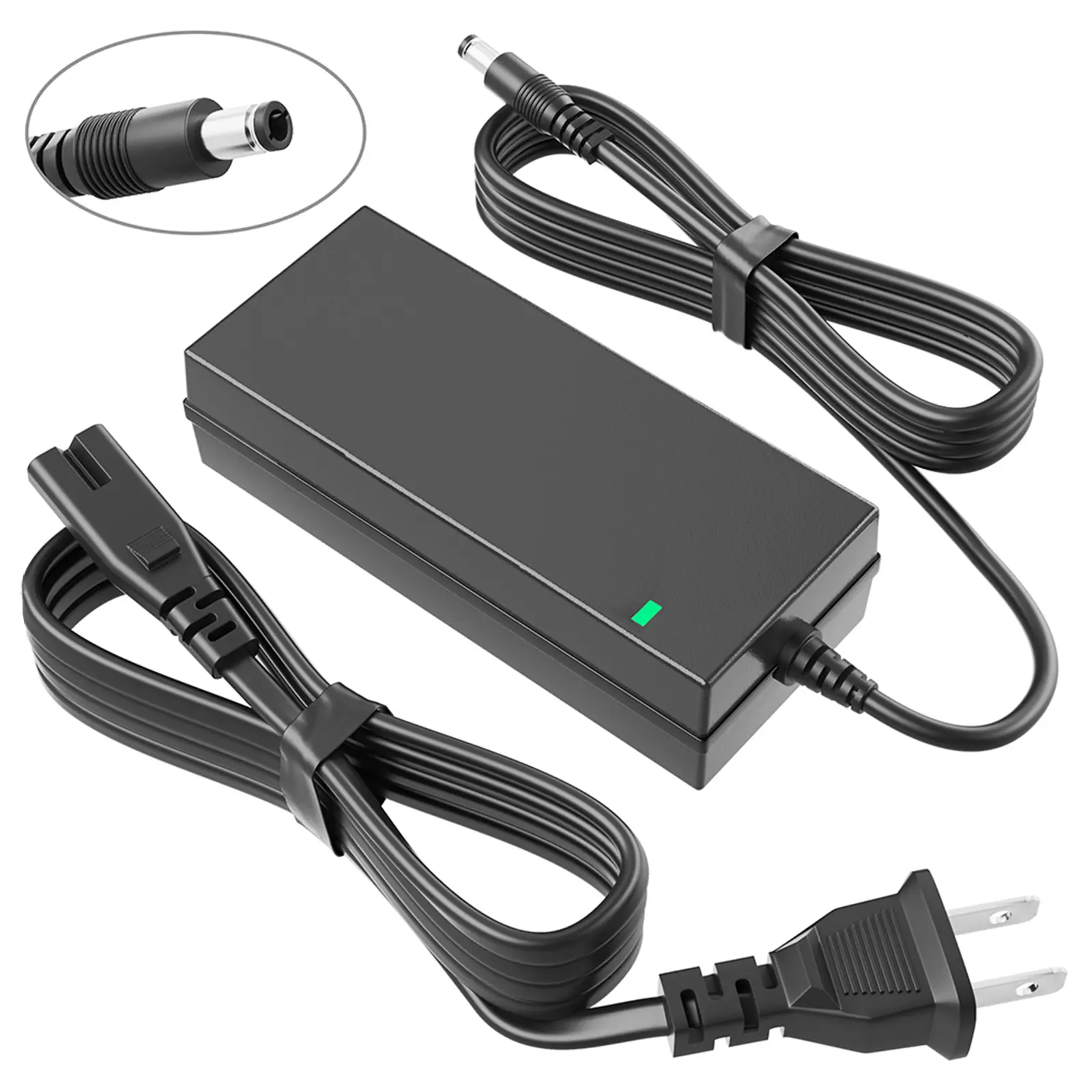 Qoovi SGS Certified 42V 2A DC Male Power Adapter - 36V Electric Bike Lithium Battery Charger Replacement with Overcharge Guard, 5.5mmx2.1mm/2.5mm Escooter Connector