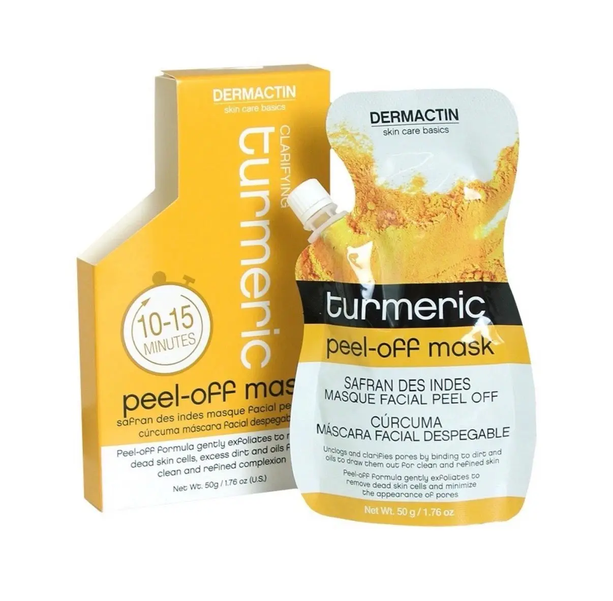 Dermactin Clarifying Turmeric Peeling Face Mask - Tumeric Formula, Brightens Skin, Easy Peeling, Sealed New, 1.76oz, Peeling Face Masks, Single Item