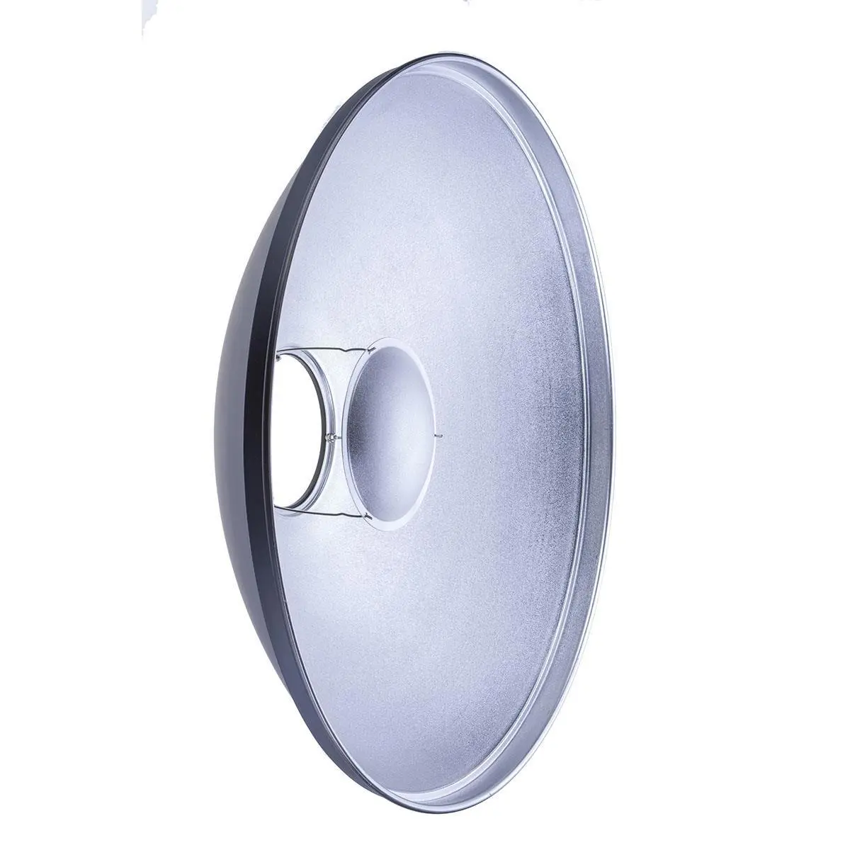 28 in Silver Beauty Dish Lighting Accessory with Cover, Adjustable Flash Mount, Light Diffuser for Photographers, Lighting Accessories