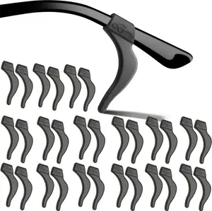 Eyeglass Ear Grips, 21 Pairs Anti-Slip Silicone Temple Tips Sleeves Retainer – Comfortable Elastic Holders to Prevent Glasses, Sunglasses & Eyewear from Slipping (Black-2)