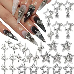 Star Shaped Nail Art Charms, 30pcs Shiny Glitter Rhinestones Nail Art Decoration, DIY Materials for Nail Art Decoration & Jewelry Making, Glitter Nails Rhinestone Sparkle