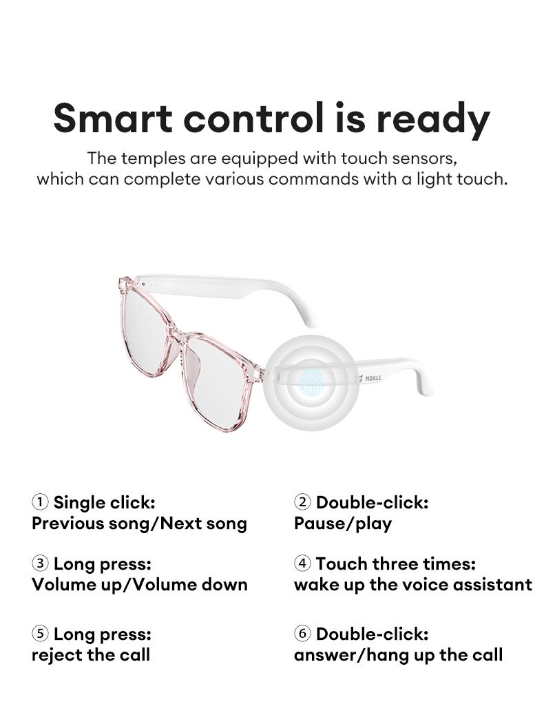 MGALL C8Pro AI Smart Glasses Wireless Headphone Smart Glasses For Listening To Music & Calling, Support 169 Languages Bluetooth Translation Audio & Video Call Translation Glasses for Women & Men