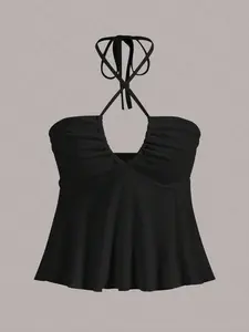 SHEIN MOD Solid Halter Top