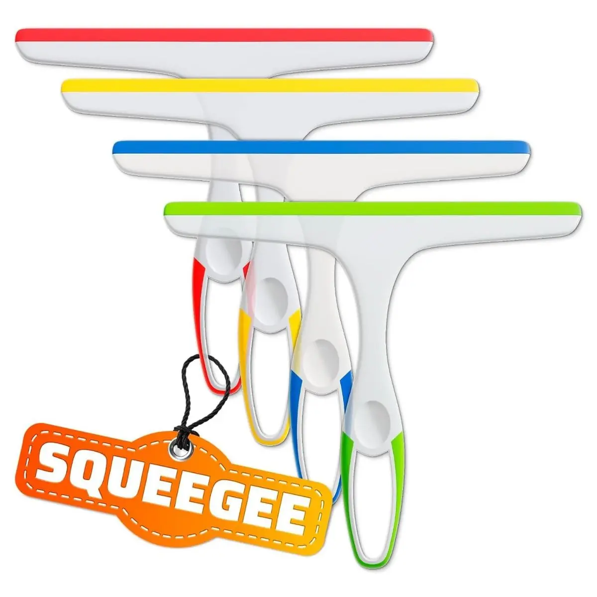 4 Pack Shower Squeegee Set – Silicone Blade Glass Cleaner for Shower Doors, Mirrors & Windows