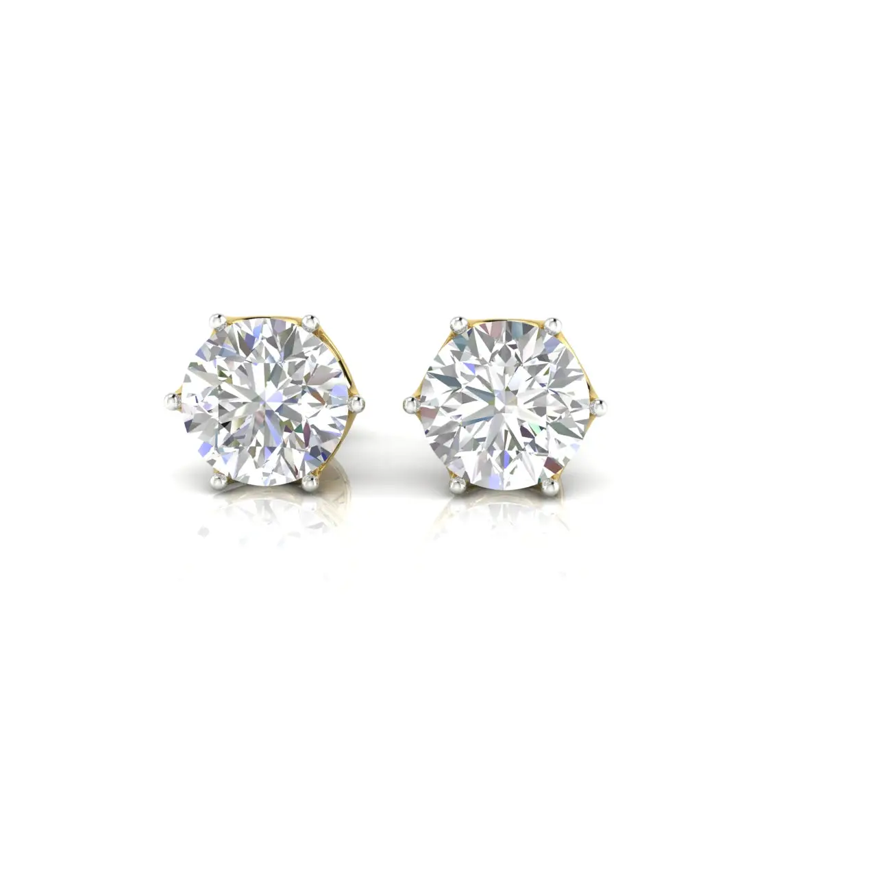4.5 Carat  IGI Certified Brilliant Round Diamond Earring Yellow Gold Studs