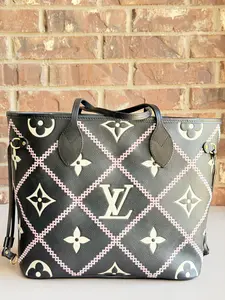 Pre-owned Louis Vuitton leather Shoulder Bags Neverfull MM Monogram Empreint Giant Broderies	54986