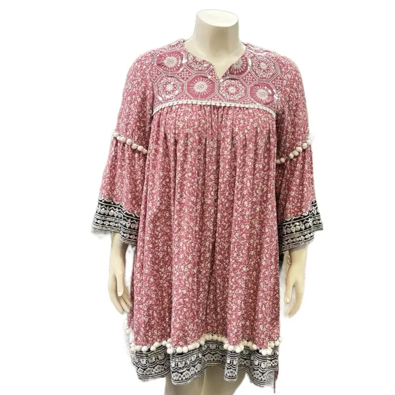 Pink Afghani Mini Dress with Embroidered Details Sarpatlooni Afghan Traditional Fashion for Women
