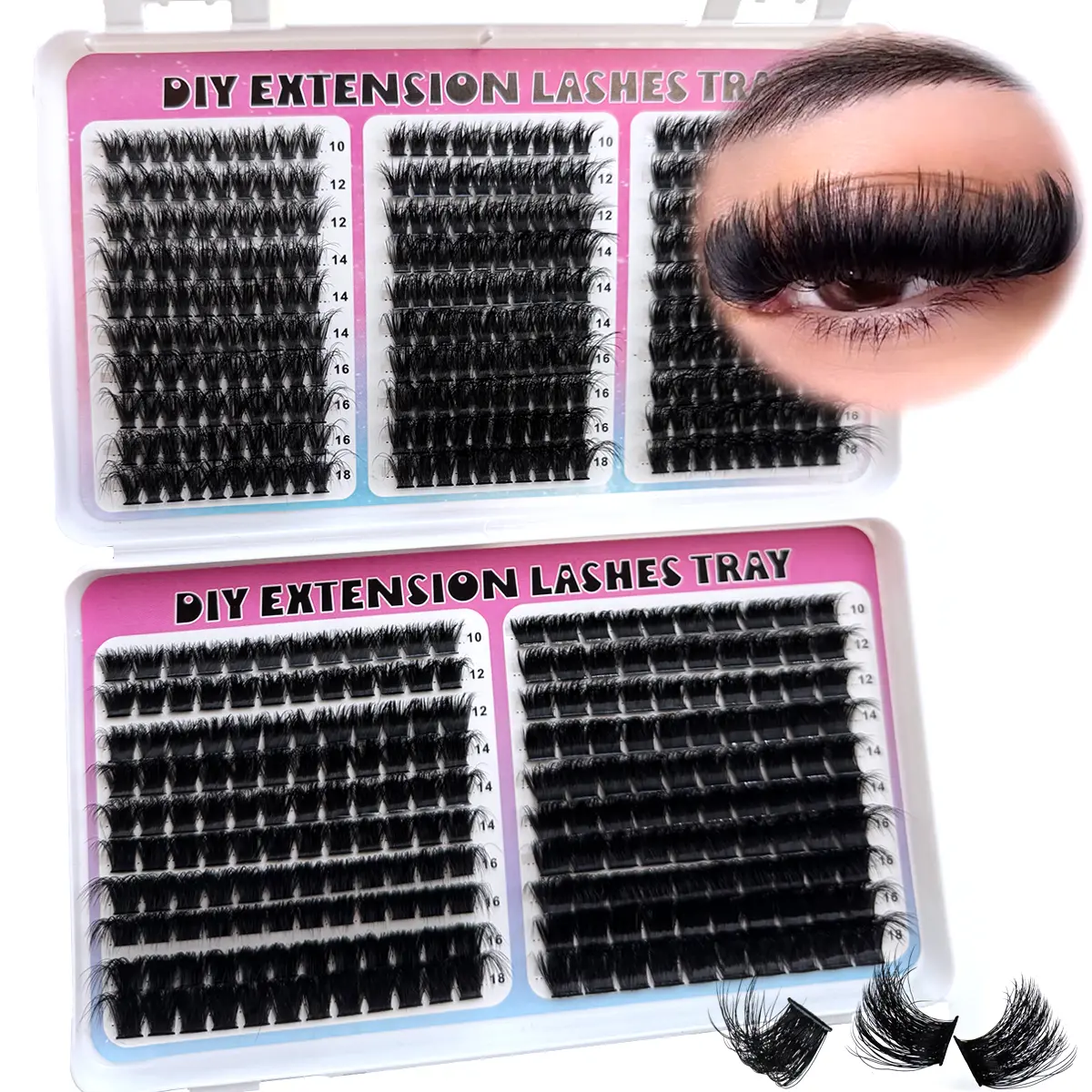 UMIRYAO 510pcs/Set 200D/160D/120D/100D/80D High Capacity Mink Lashes, Wispy Fluffy Lashes 0.07mm D Curl 10-18mm Mixed Length, Natural Soft Lashes Extension Makeup, Suitable For Daily Makeup, Wedding, Date, Party, Music Festival, Halloween, Christmas