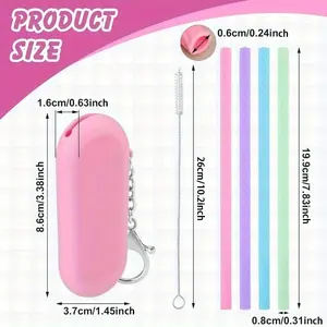 Department Store Silicone Straws Set, Reusable Foldable Portable Drinking Straw Set for Party Travel Cold or Hot with Box, Cleaning Brushes, Travel, Party, Parties