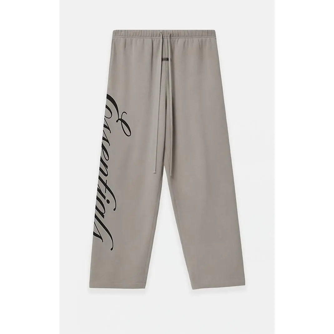 Fear of God ESSENTIALS Men's Smoke Grey Script Logo Lounge Fleece Baggy Sweatpants