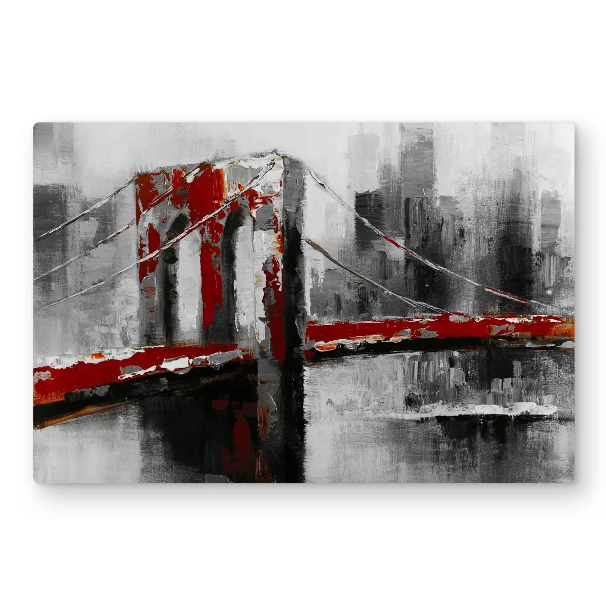 212 MAIN Modern Abstract Aluminium Metal Wall Art - 20x30in Artistic Red Brooklyn Bridge Accent Wall Print, Home Decor for Bedroom, Home Supply, Abstract & Red Brooklyn Bridge Wall Art