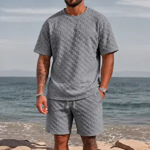 Trendy Men's Plaid Short Set—A Casual Summer Ensemble Featuring A Short-Sleeve Shirt Paired With Shorts, Ideal For Both Everyday Wear And Athletic Activities.