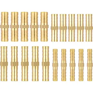 20PCS Brass Hose Barb Fitting, 1/4" 5/16" 3/8" 1/2" (6 mm/8 mm/10 mm/12 mm) Barb Splicer Mender Hose Fittings, Brass Hoses Barbs Adapter Barbs Fittings for Air/Fuel/Water/Oil Hoses