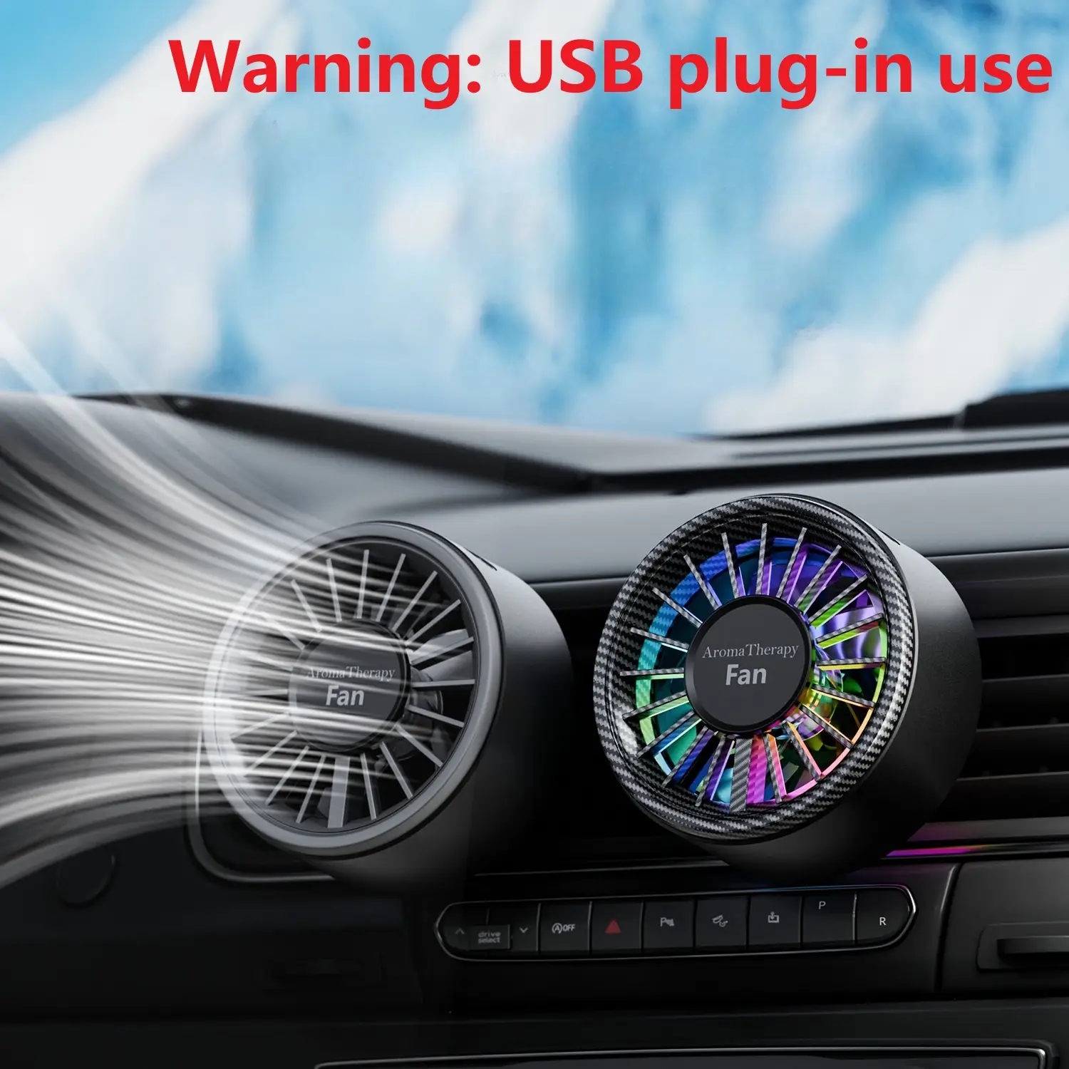 USB Car Air Fan, Mini Ac with 360-Degree Rotation, Strong Wind Power, Easy Clip Installation, Suitable for Dashboard & Outdoor Travel