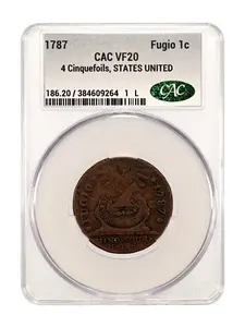 1787 Fugio 1cent Coin CAC VF20