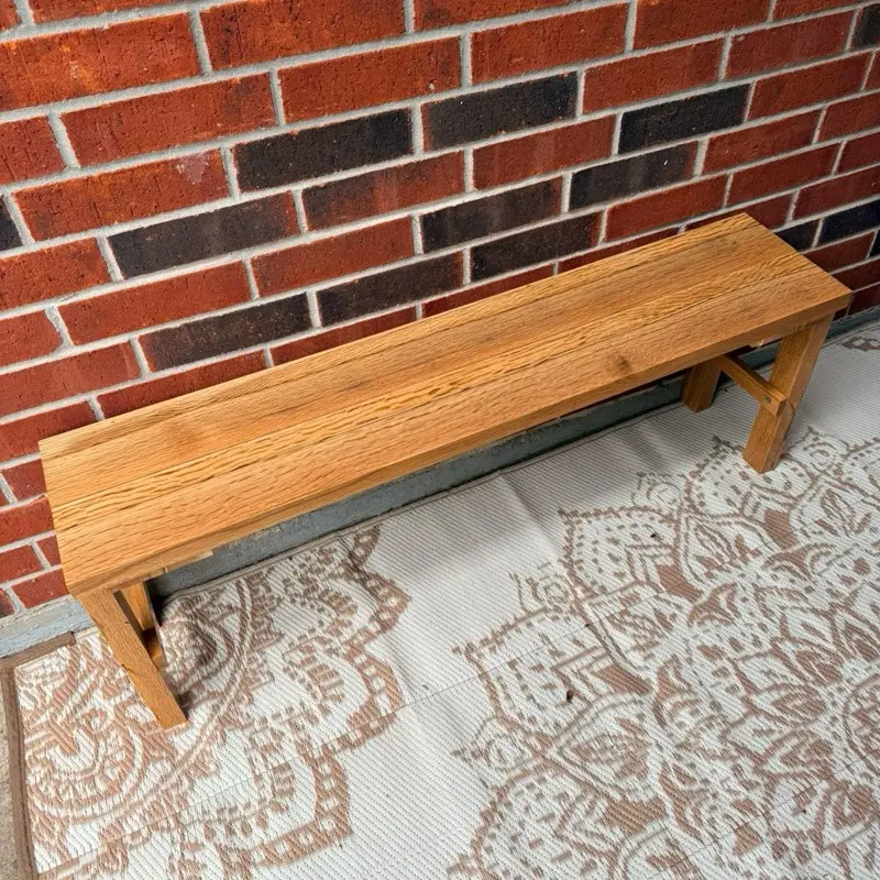 Solid Oak Bench – Handcrafted Wooden Entryway / Porch Bench – Texas Made