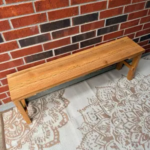 Solid Oak Bench – Handcrafted Wooden Entryway / Porch Bench – Texas Made