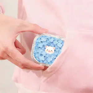Blue Hydrangea Pig Printed Retainer Box Popular Denture Storage Case Multi Scene Orthodontic Retainer Box Large Capacity Moisture Proof Drop Resistant Storage Holder