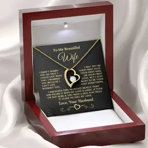 Special Gift for Wife "I Can't Live Without You" Gold Heart Necklace - BEST CHRISTMAS GIFT