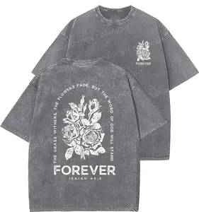 Forever Unisex Washed T-Shirt, Christian t shirts, Vintage 90s Graphic Tee, Gift Top Womenswear Cotton Mineral Color