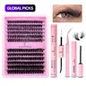 Natural-Look Fluffy Volume Lash Clusters, Fluffy Eyelashes Cluster, False Eyelash Extension Set with Tweezers, Glue & Lash Remover, Professional Eye Makeup Kit for Women #GLOBAL PICKS