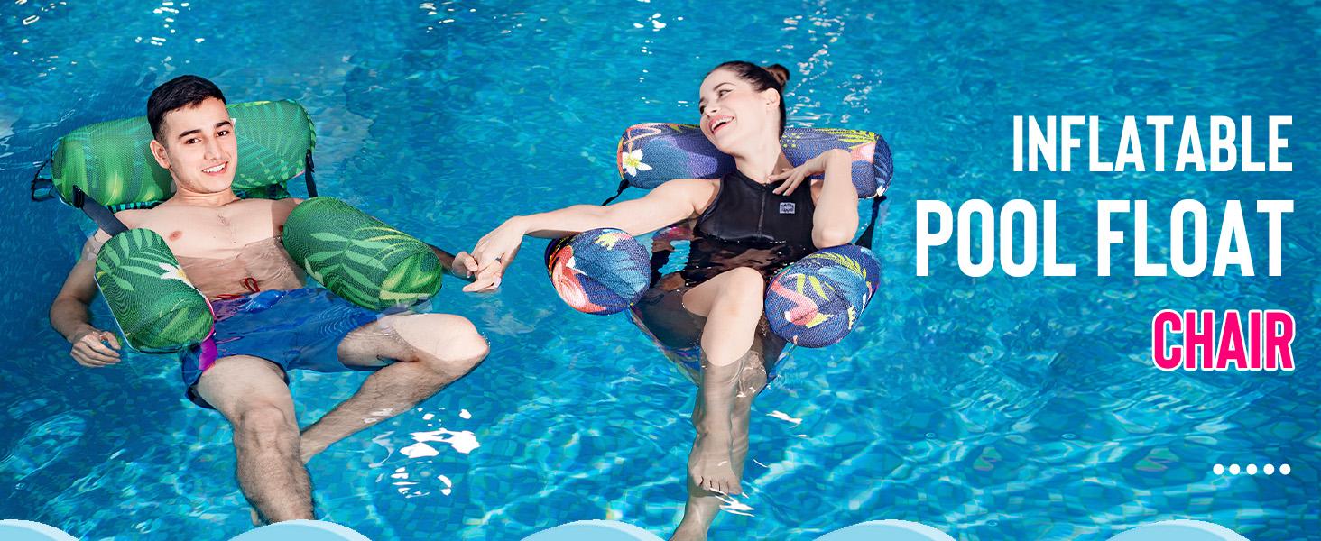 WERNNSAI 2 Pack Inflatable Pool Float Chair with CUP-HOLDER for Adults & Kids, Pool Floaters Lounge Chair with Tropical Leaf Design, Heavy Duty PVC Oxford Cloth Adjustable Straps, Pool Floaties Summer Pool Party Beach Lake Vacation Gifts MemorialDay WERNNSAI 2 Pack Inflatable Pool Float Chair with CUP-HOLDER for Adults & Kids, Pool Floaters Lounge Chair with Tropical Leaf Design, Heavy Duty PVC Oxford Cloth Adjustable Straps, Pool Floaties Summer Pool Party Beach Lake Vacation Gifts MemorialDay