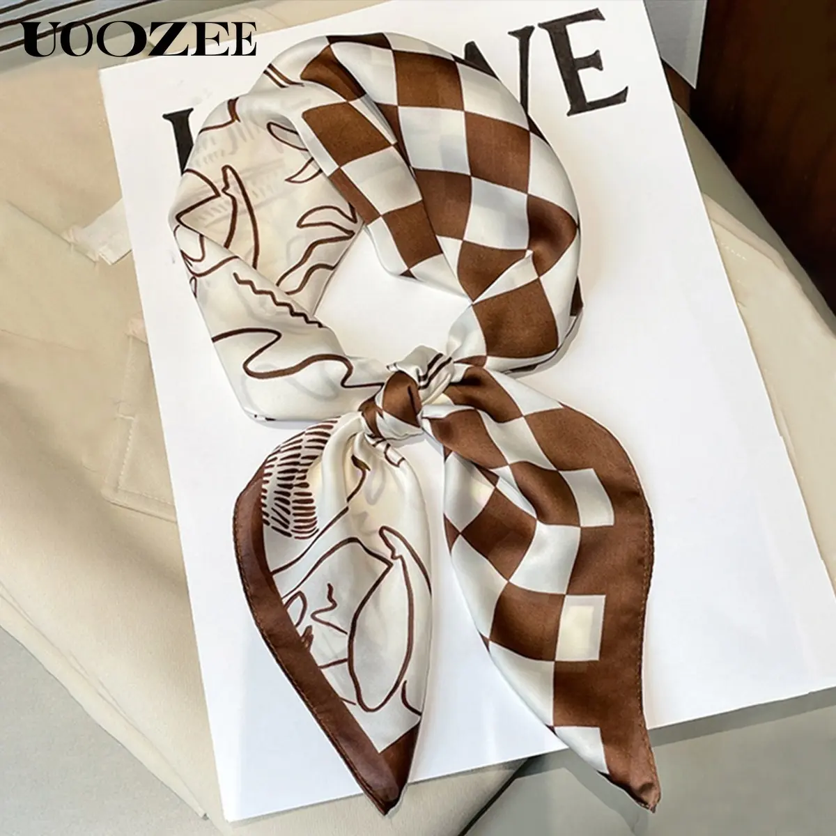 Brown Plaid Shawl Scarf for Women, Modern Luxury Wrap for Evening, Graduation, and Wedding Events with Sun Protection Brown Plaid Shawl Scarf for Women, Modern Luxury Wrap for Evening, Graduation, and Wedding Events with Sun Protection