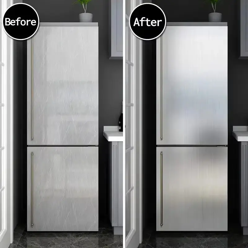 Self-Adhesive Silver Color Stainless Steel Sticker, Kitchen Countertop Wallpaper, Metal Texture Decorative Wall Decal