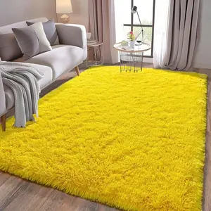 AAFKK Soft Shag Rugs For Bedroom, Yellow Fluffy Shaggy Rugs For Living Room Nursery, Luxury Modern Plush Carpet Girls Boys Kids Room Dorm Indoor Home Decor, Upgrade Non-Slip