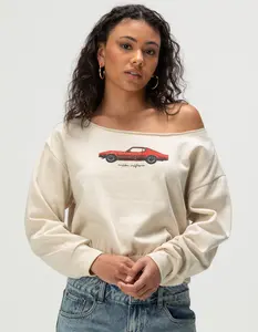 RSQ Womens Retro Car Oversized Sweatshirt