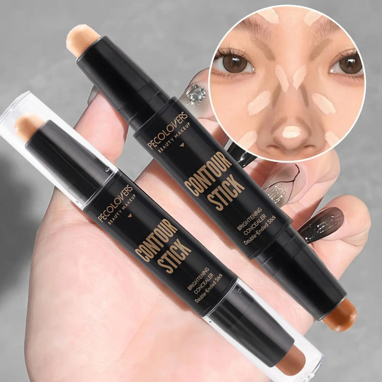 1PC Double-headed Contouring Stick - Brightens, Modifys The Face/body, Waterproof, Easy To Remove Makeup, Convenient and Durable, Suitable for Beginners Bronzing Stick Facial Contouring Makeup Bronzer Stick