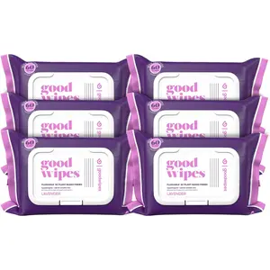 Goodwipes Flushable Butt Wipes Made with Vitamin E & Aloe - Soft & Gentle Wet Wipe Dispenser for Home Use, Septic & Sewer Safe - Largest Adult Toilet Towelettes - Lavender, 360 Count (6 Packs)