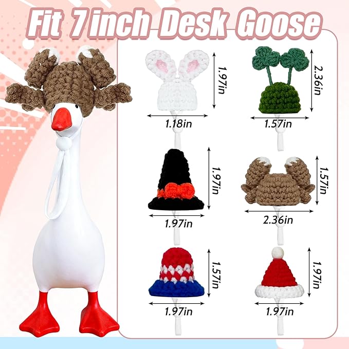 6 Pcs Holiday Desk Goose Outfits 7 Inch Goose Outfits All Seasons Hand Crocheted Mini Goose Clothes for Magnetic Goose Key Holder Cute Desktop Goose Home Decor Perfect Housewarming Gift