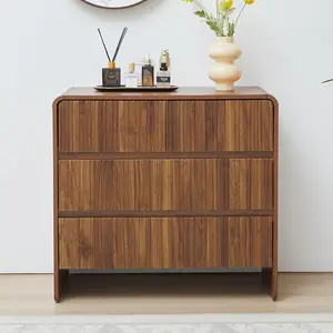 Giratree Fluted 4 Drawer Dresser for Bedroom Mid Century Modern Wide Chest of Drawer Curved Edge Wood Closet Dresser Nightstand with Storage for Bedroom Living Room Hallways Sideboard