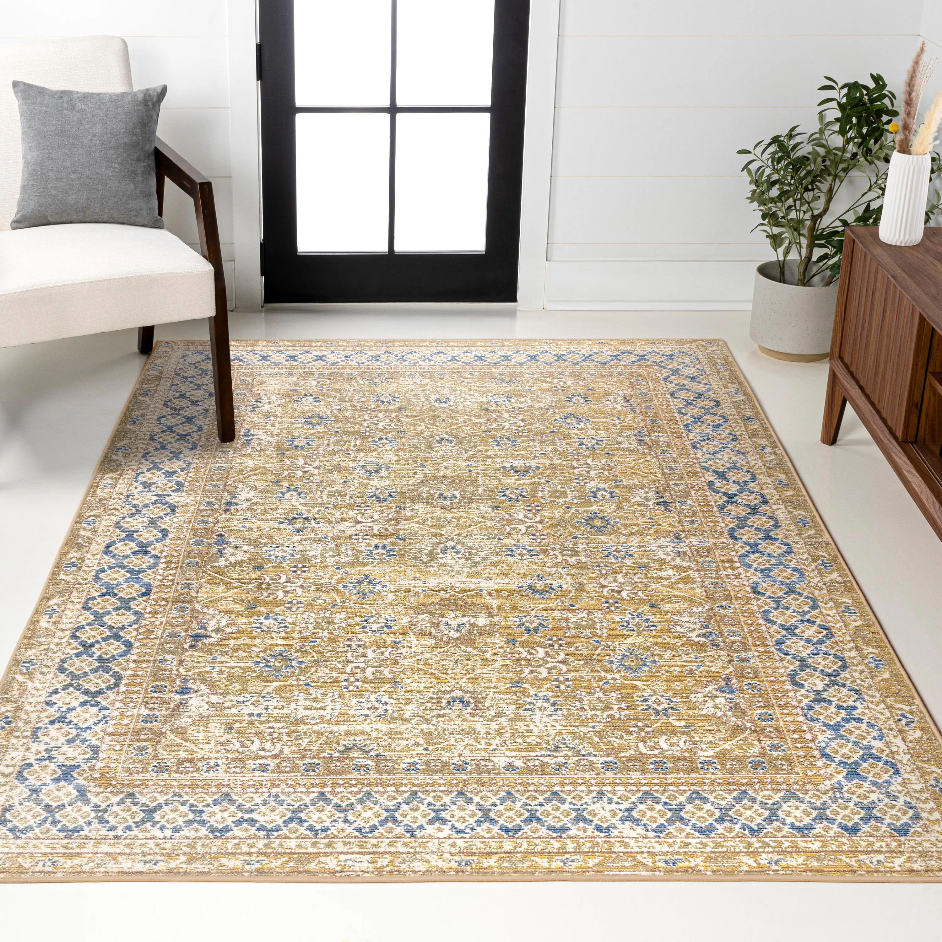 JONATHAN Y Stirling English Country Argyle Indoor Area Rug; for Living Room, Kitchen, Bedroom, Dining Room, Office