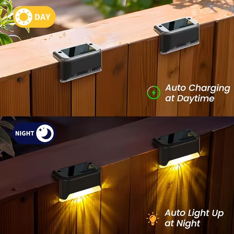JNOEC 36pcs Solar LED Deck Lights IP65 Auto On/Off 12Hr Warm White Cool White Waterproof for Outdoor Stairs Fences Pathways Easy Install Commercial Malls Hotels Libraries
